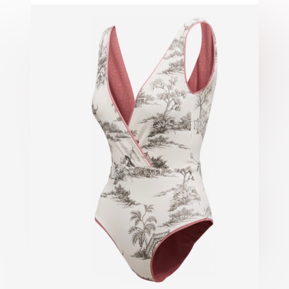 Maaji Pink/Cream Print One Piece Swimsuit, L
